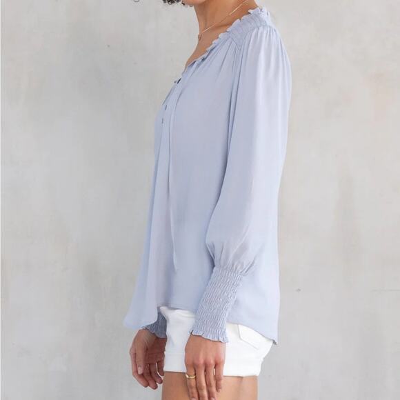 NWT Lovestitch Time Flies Silky Blouse Blue Boutique - Picture 2 of 8